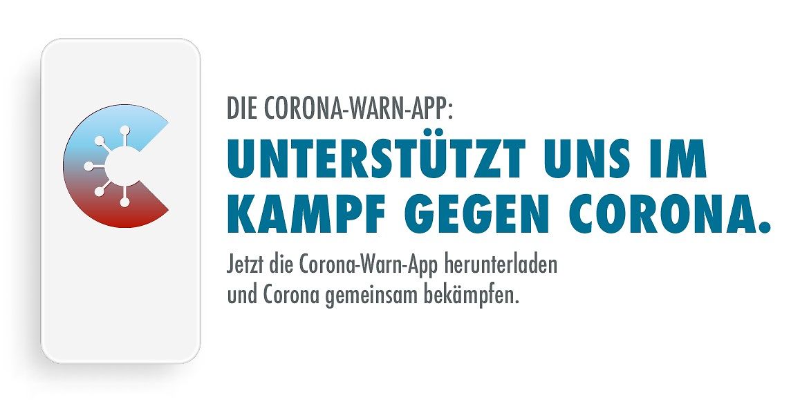 Corona-Warn-App der Bundesregierung: Aufruf zum Downloaden (© Bundesregierung).