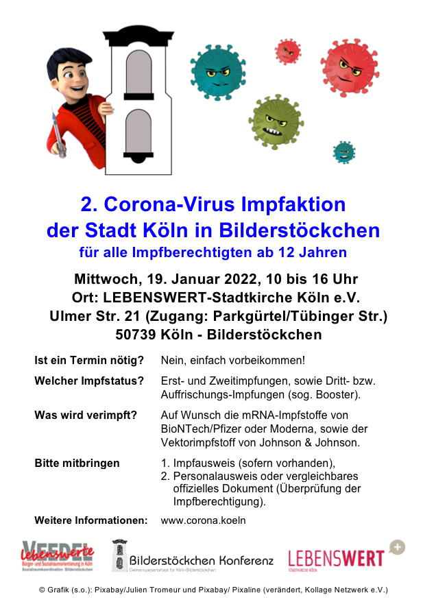 Plakat zur 2. Impfaktion in Bilderstöckchen, 19.01.2022