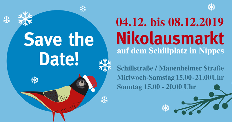 „Nikolausmarkt – auf dem Schillplatz in Nippes”, 04. bis 08.12.2019