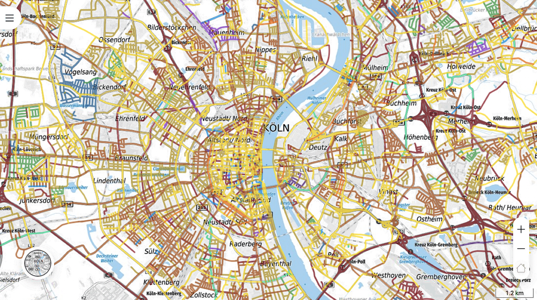 Kreuzung Geldernstraße/Parkgürtel, nach Links geht es in die Unterführung (© Brigitte Jantz/Netzwerk e.V.)